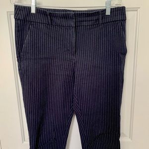 Blue and white pinstripe LOFT marissa straight leg ankle pants